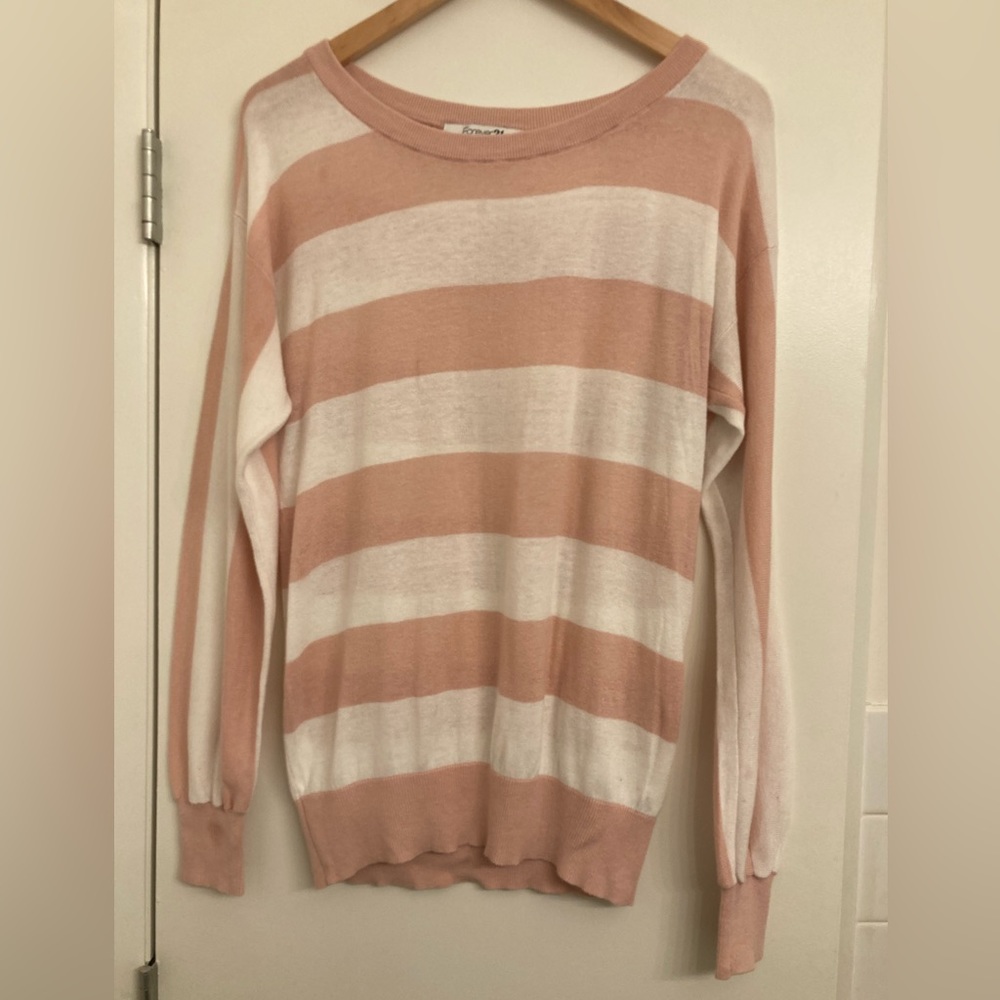 Forever 21 Pink and White Striped Sweater